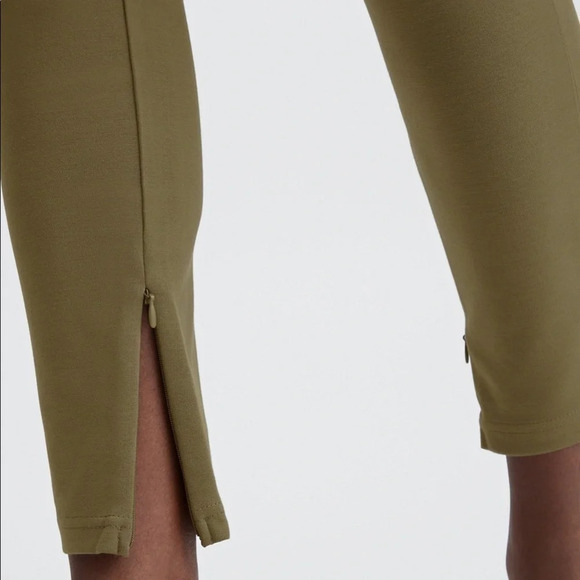 PONTE SKINNY ZIP-SLIP PANT GREEN FOREST SHORT S/6 NWT - Picture 2 of 5